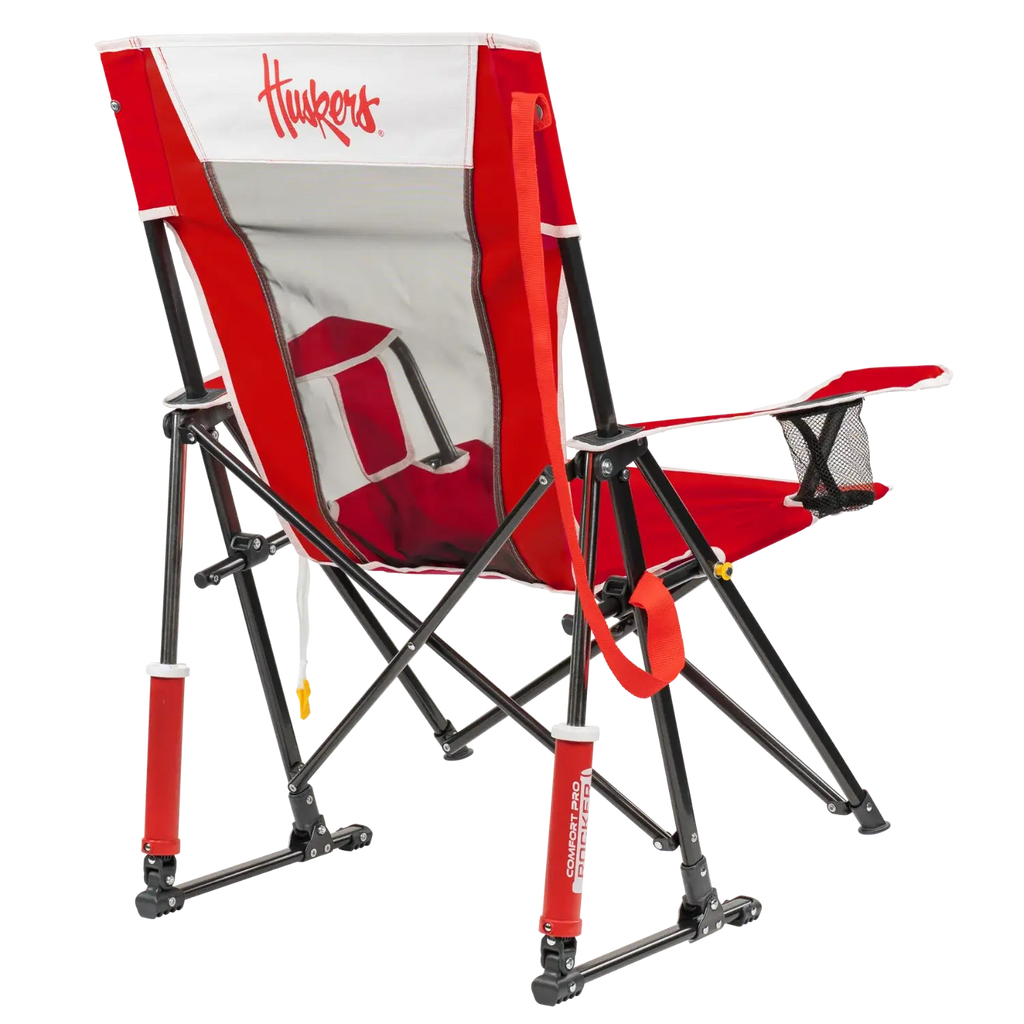 Heavy-Duty Freestyle College Comfort Pro Rocker - Nebraska Cornhuskers - Choice 161 - RoadTrip Rocker Smooth Motion Camp Chair Detail
