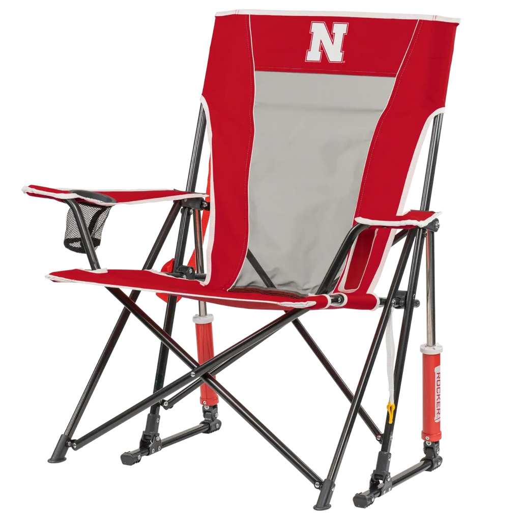 Heavy-Duty Freestyle College Comfort Pro Rocker - Nebraska Cornhuskers - Choice 161 - RoadTrip Rocker Smooth Motion Camp Chair Detail