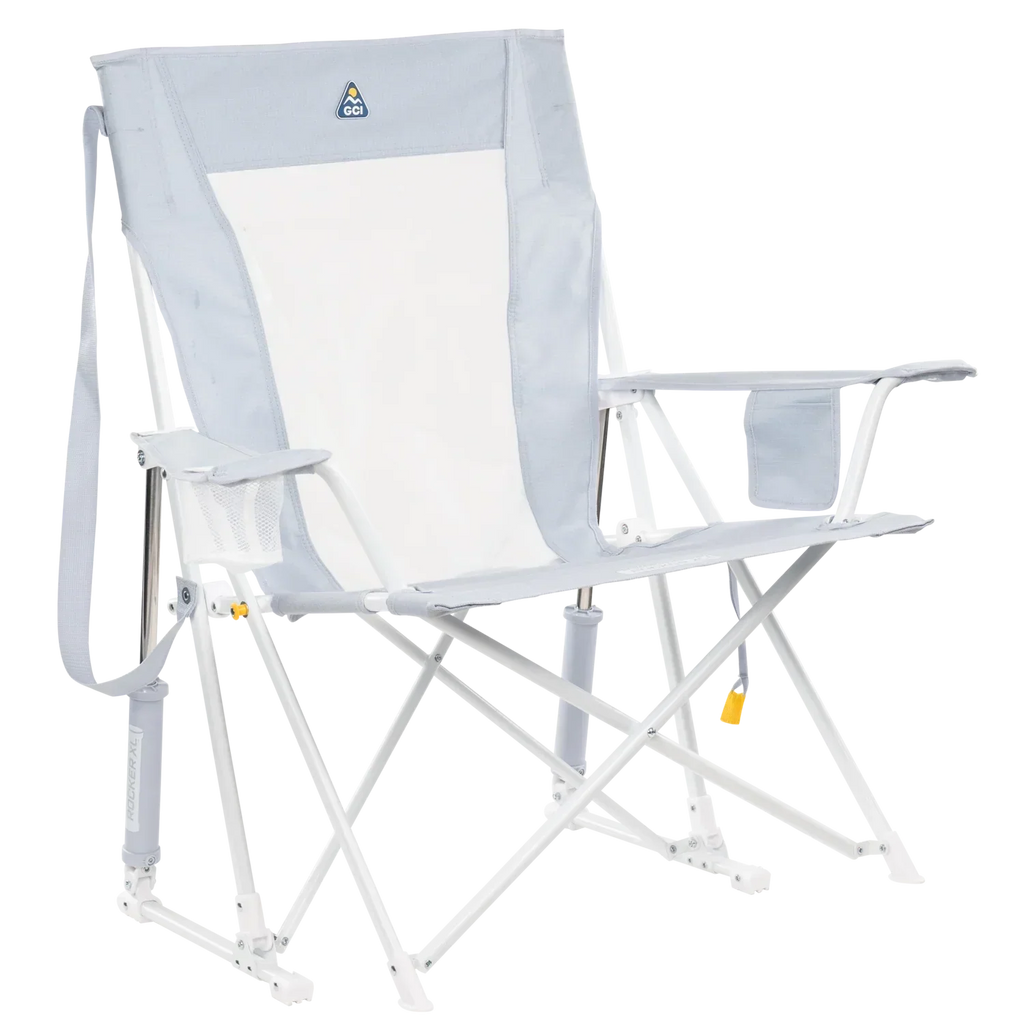 Luxury Camp Comfort Pro Rocker XL - Choice 107 - RoadTrip Rocker Smooth Motion Camp Chair - Heathered Light Blue