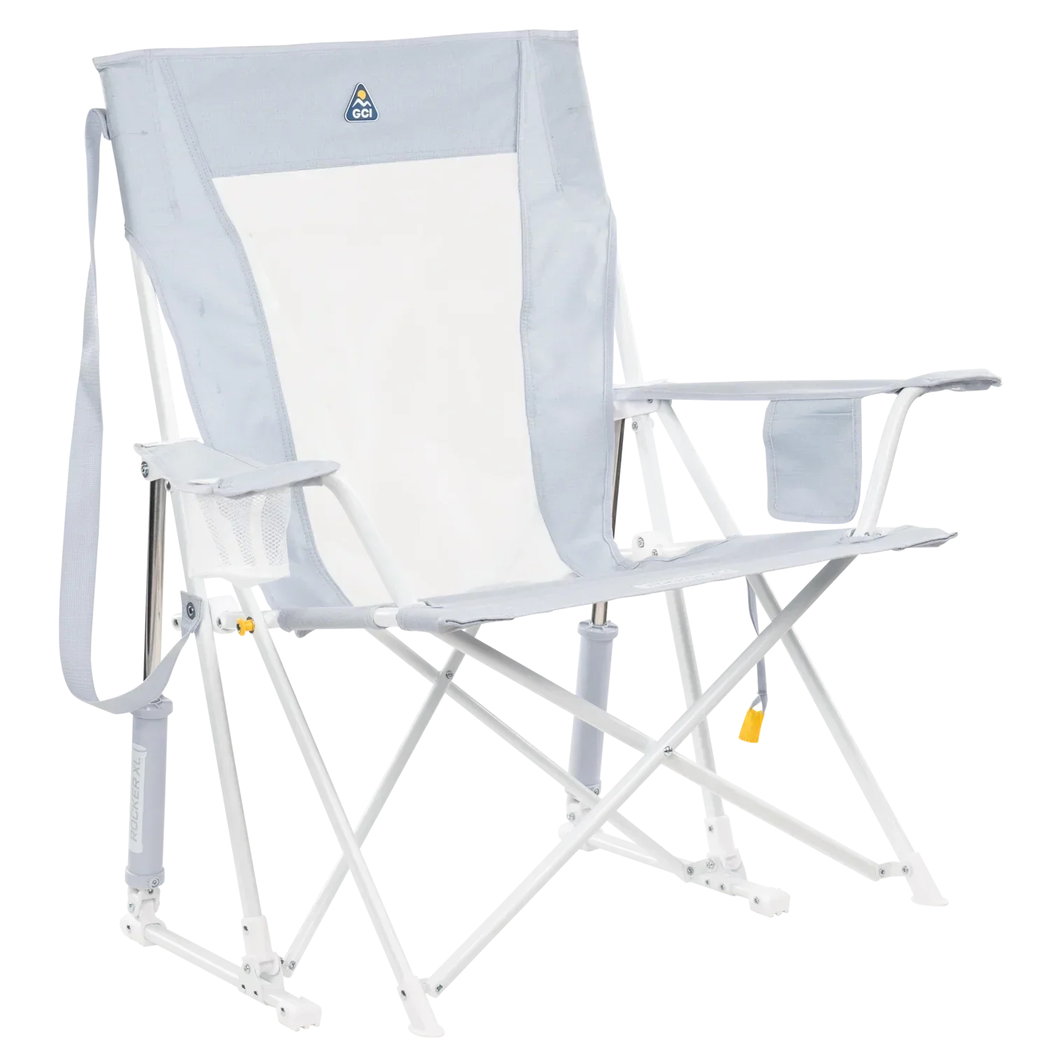 Luxury Camp Comfort Pro Rocker XL - Choice 107 - RoadTrip Rocker Smooth Motion Camp Chair - Heathered Light Blue