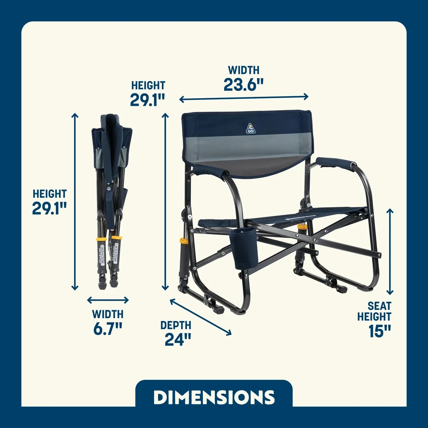 Premium All-Weather Grab & Go Rocker - Choice 551 - Patented Spring-Action Rocking Chair for Camping Detail