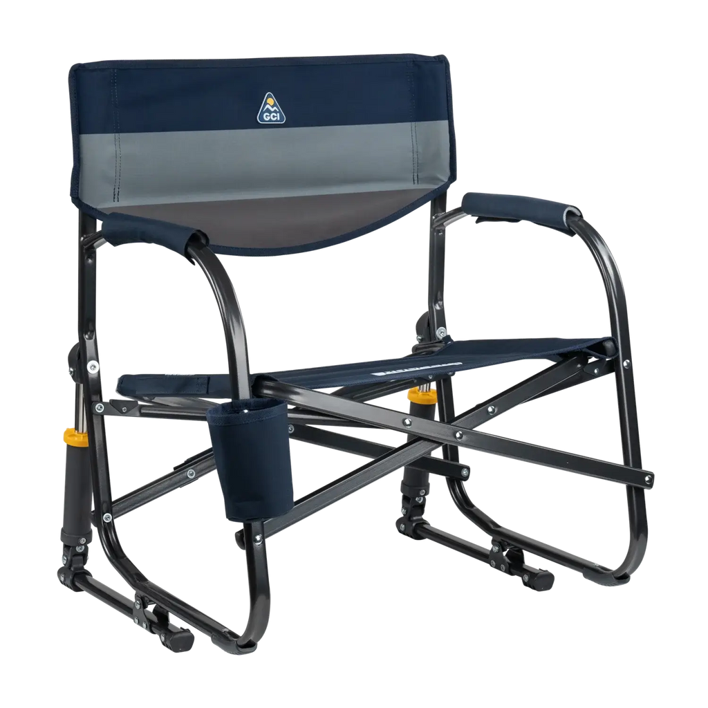 Premium All-Weather Grab & Go Rocker - Choice 551 - Patented Spring-Action Rocking Chair for Camping - Indigo Color Block