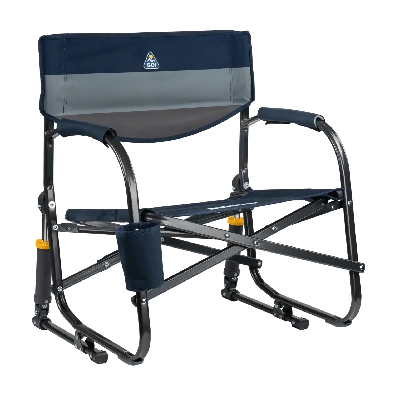 Premium All-Weather Grab & Go Rocker - Choice 551 - Patented Spring-Action Rocking Chair for Camping - Indigo Color Block