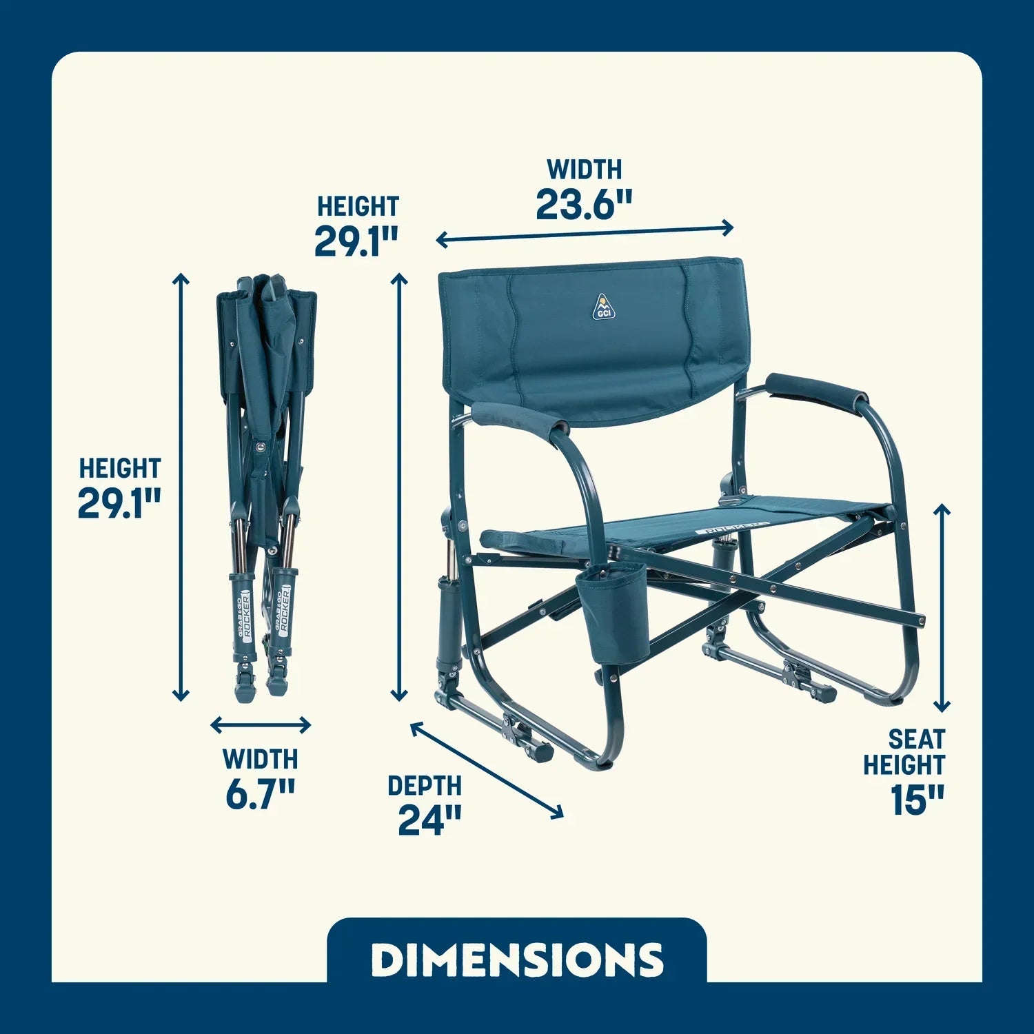 Premium All-Weather Grab & Go Rocker - Choice 551 - Patented Spring-Action Rocking Chair for Camping Detail