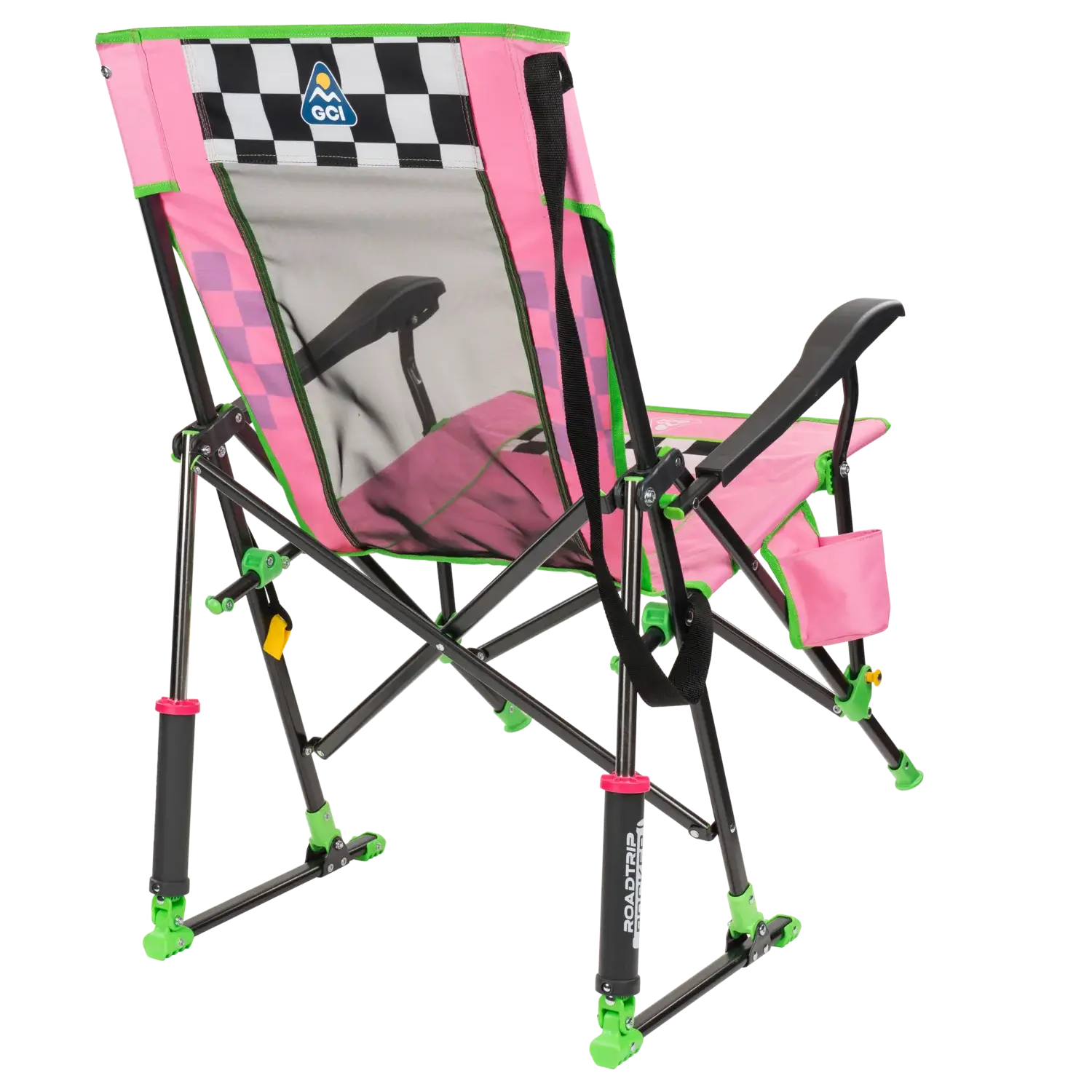 Smooth Motion RoadTrip Rocker - NASCAR For Her - Choice 560 - Heavy-Duty Kickback Rocker with Beverage Holder Detail