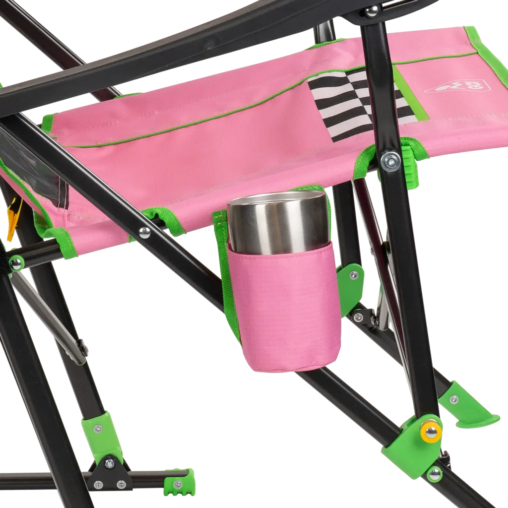 Smooth Motion RoadTrip Rocker - NASCAR For Her - Choice 560 - Heavy-Duty Kickback Rocker with Beverage Holder Detail