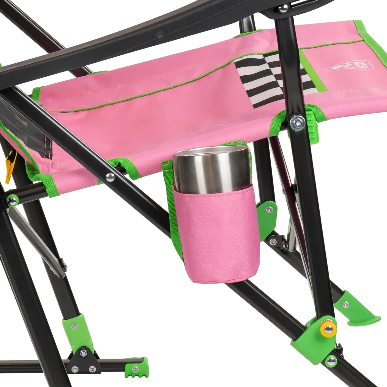 Smooth Motion RoadTrip Rocker - NASCAR For Her - Choice 560 - Heavy-Duty Kickback Rocker with Beverage Holder Detail