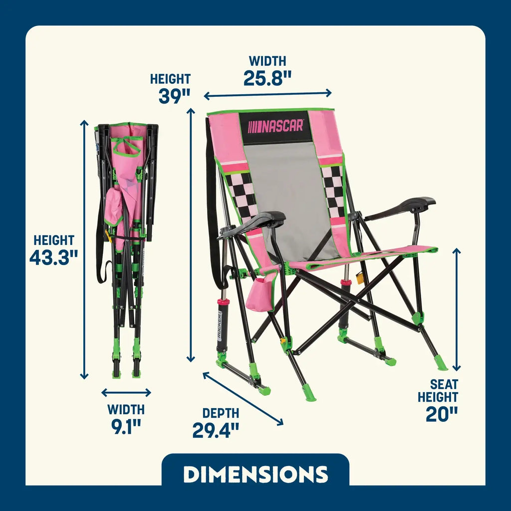 Smooth Motion RoadTrip Rocker - NASCAR For Her - Choice 560 - Heavy-Duty Kickback Rocker with Beverage Holder Detail