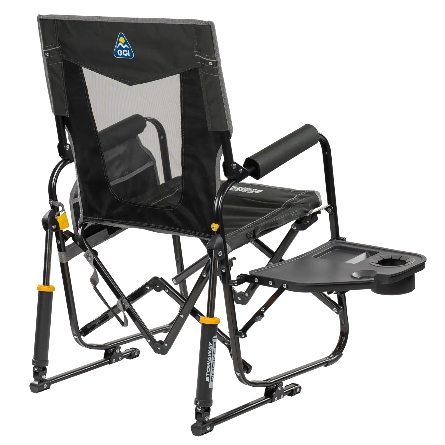 Luxury Camp Stowaway Rocker with Side Table - Choice 253 - Freestyle Rocker Portable Outdoor Folding Chair Detail