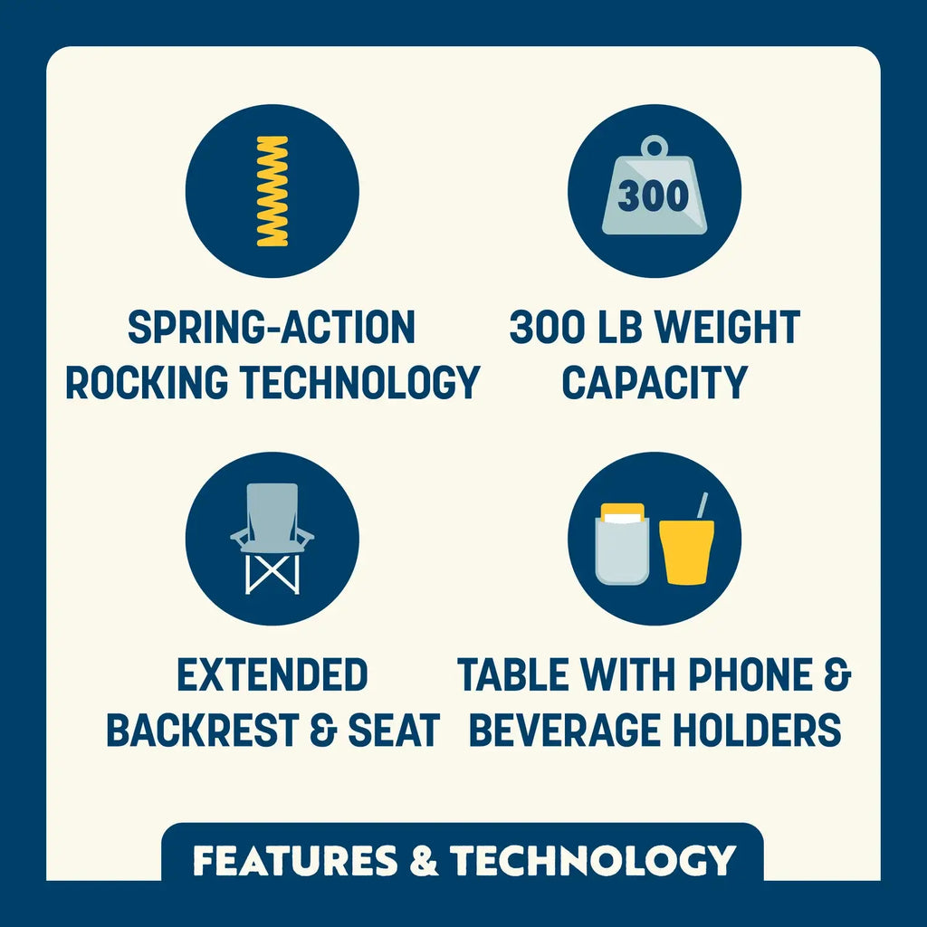 Luxury Camp Stowaway Rocker with Side Table - Choice 253 - Freestyle Rocker Portable Outdoor Folding Chair Detail