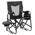 Luxury Camp Stowaway Rocker with Side Table - Choice 253 - Freestyle Rocker Portable Outdoor Folding Chair - Dark Charcoal