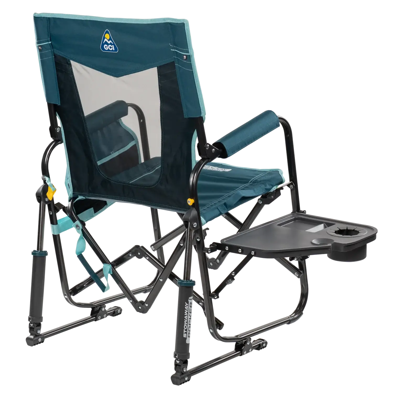Luxury Camp Stowaway Rocker with Side Table - Choice 253 - Freestyle Rocker Portable Outdoor Folding Chair Detail