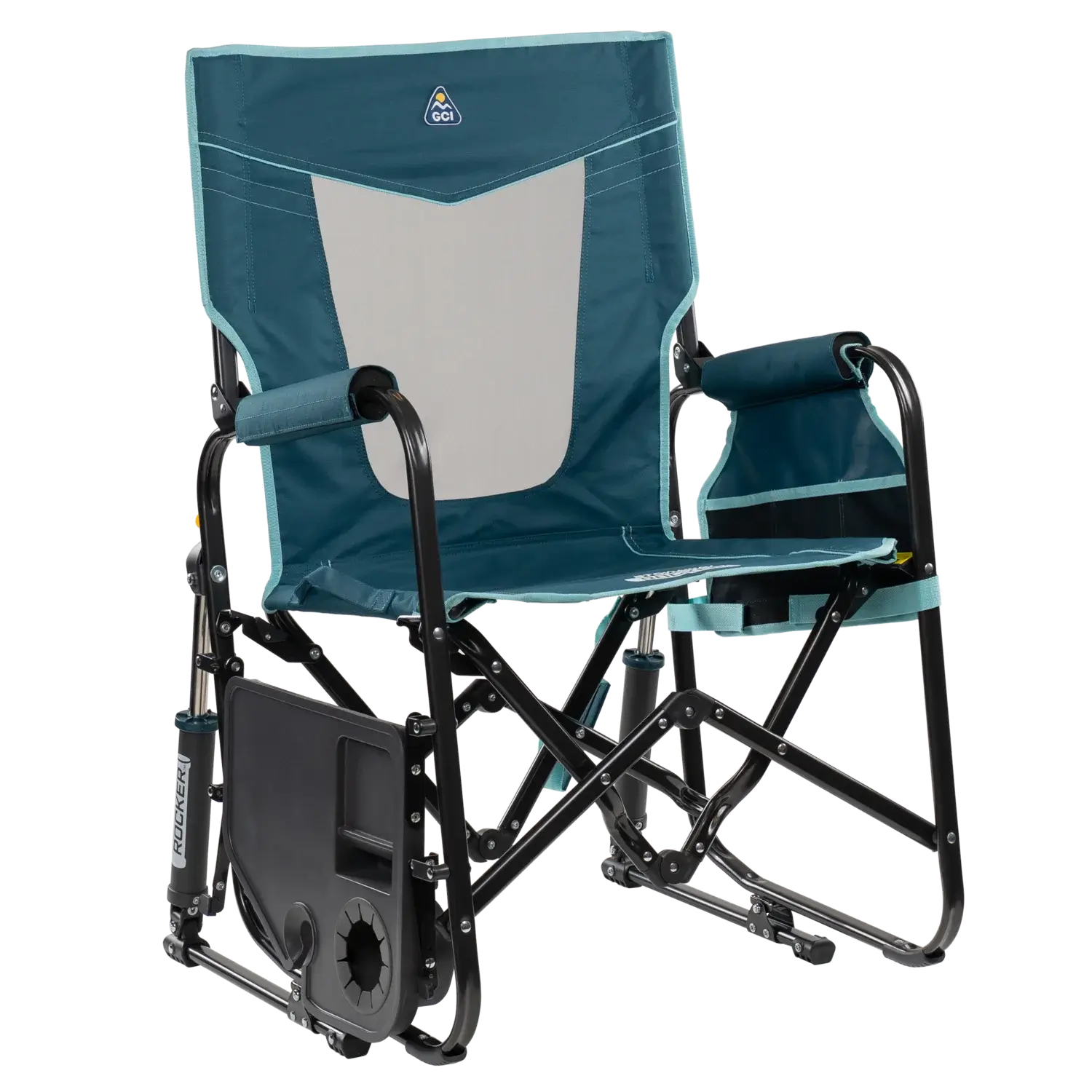Luxury Camp Stowaway Rocker with Side Table - Choice 253 - Freestyle Rocker Portable Outdoor Folding Chair Detail