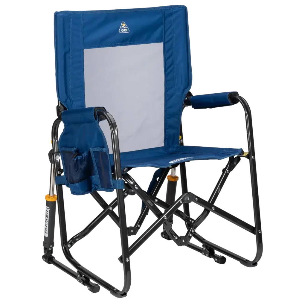 Premium All-Weather Stowaway Rocker - Choice 794 - Freestyle Rocker Portable Outdoor Folding Chair - Soft Navy