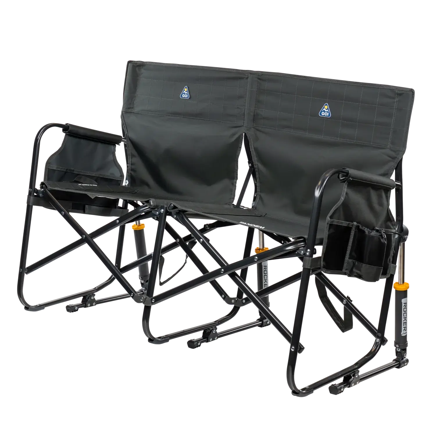 Luxury Camp Tandem Rocker - Choice 227 - Heavy-Duty Kickback Rocker with Beverage Holder Detail